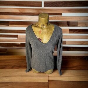 New York & Company Women's Sweater Gray  100% Acrylic Lightweight‎ Pullover Med